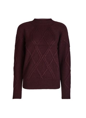 Dorothy Perkins Oxblood High Neck Cable Knitted Jumper