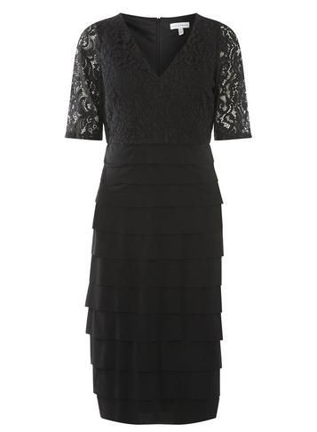 Dorothy Perkins *lily & Franc Black Lace Shutter Shift Dress