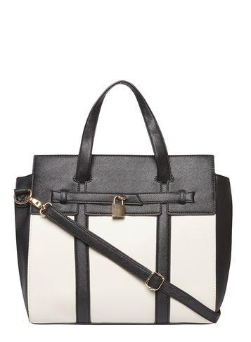 Dorothy Perkins Black And White Lock Tote Bag