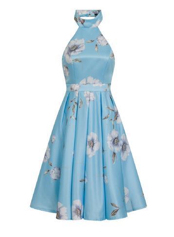 Dorothy Perkins *chi Chi London Petite Blue Backless Midi Dress