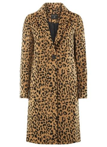 Dorothy Perkins Multi Colour Leopard Print Single Breasted Coat