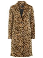 Dorothy Perkins Multi Colour Leopard Print Single Breasted Coat