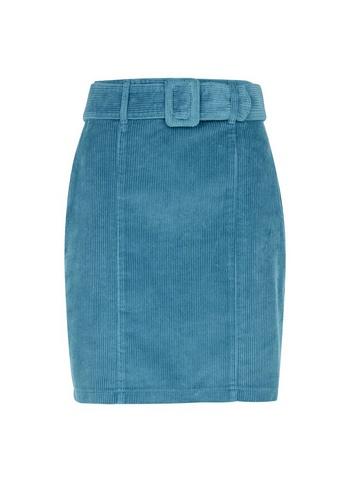 Dorothy Perkins Blue Belted Corduroy Mini Skirt