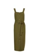 Dorothy Perkins Khaki Button Strappy Midi Dress