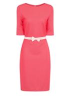 Dorothy Perkins *paper Dolls Coral Bow Waist Bodycon Dress