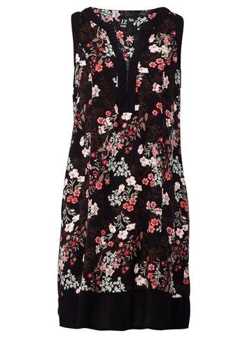 *izabel London Black Floral Print Shift Dress