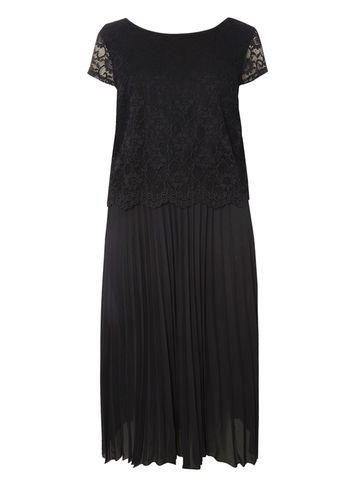 Dorothy Perkins Dp Curve Black Lace Pleated Dress