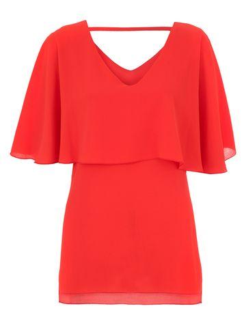 Dorothy Perkins *quiz Orange V-neck Cape Detail Top