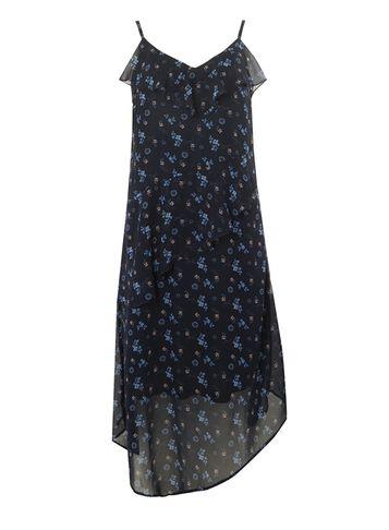 Dorothy Perkins Navy Ditsy Floral Asymmetric Midi Skater Dress