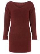 Dorothy Perkins Aubergine V-neck Knitted Tunic