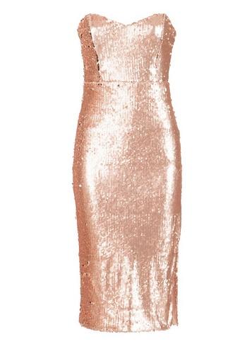 Dorothy Perkins *blue Vanilla Rose Gold Strapless Sequin Bandeau Dress
