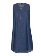 Dorothy Perkins *izabel London Denim Blue Zip Neck Dress