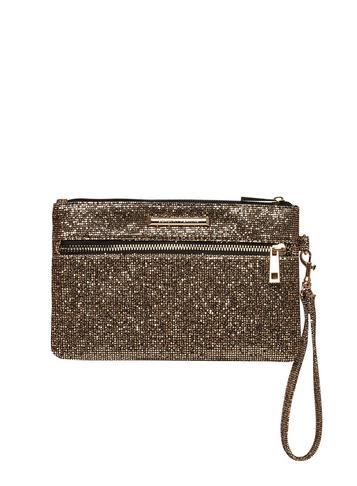 Dorothy Perkins Gold Zip Front Wristlet Clutch Bag