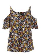Dorothy Perkins *tall Orange And Black Cold Shoulder Top