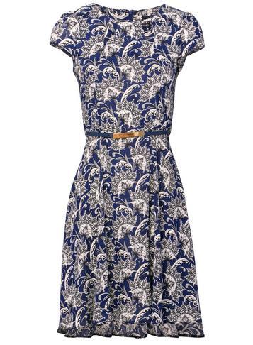 Dorothy Perkins *izabel London Navy Damask Tea Dress