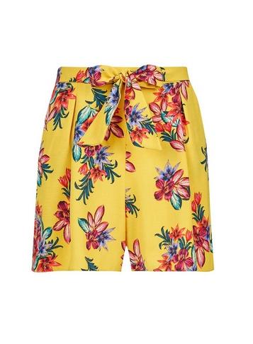 Dorothy Perkins Yellow Tropical Print Tie Shorts