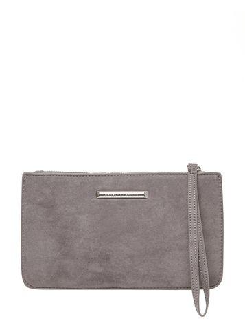 Dorothy Perkins Dark Grey Zip Top Wristlet Clutch