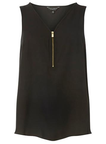 Dorothy Perkins Black Zip Front Built Up Top