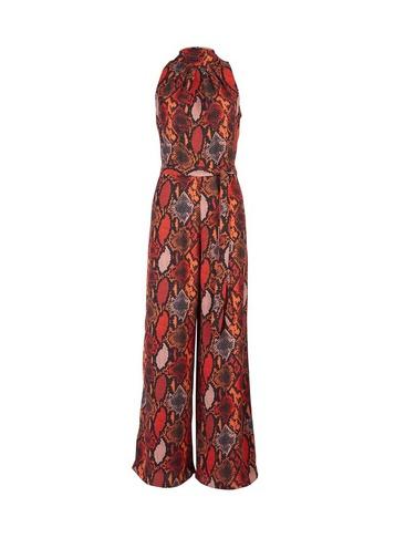 Dorothy Perkins Red Snake Print Roll Neck Jumpsuit