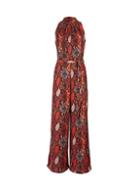 Dorothy Perkins Red Snake Print Roll Neck Jumpsuit