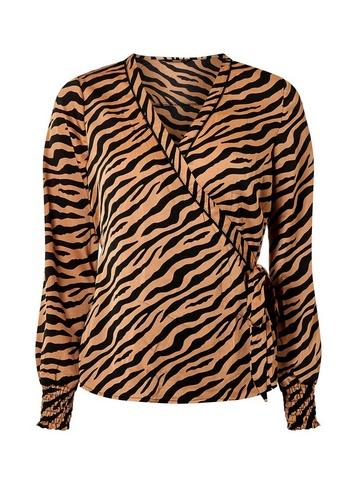 Dorothy Perkins *only Tan Zebra Print Wrap Blouse