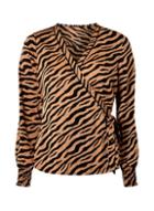 Dorothy Perkins *only Tan Zebra Print Wrap Blouse
