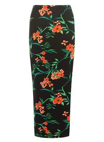 Dorothy Perkins Black Floral And Tropical Print Maxi Skirt