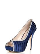Dorothy Perkins *quiz Navy Pleated Diamante Court Shoes