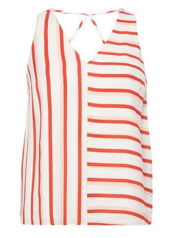 Dorothy Perkins Petite White Stripe Shell Top