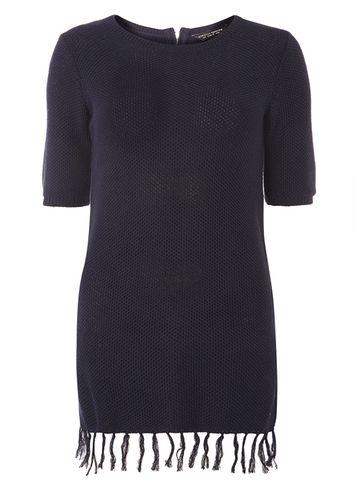 Dorothy Perkins Navy Fringe Hem Long Jumper