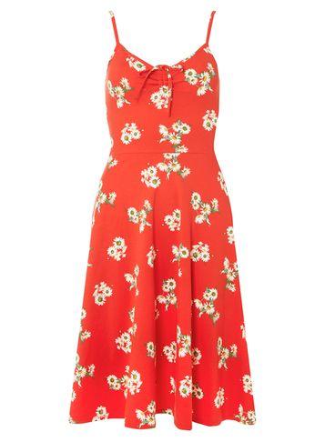 Dorothy Perkins *tall Red Daisy Floral Bow Camisole Dress