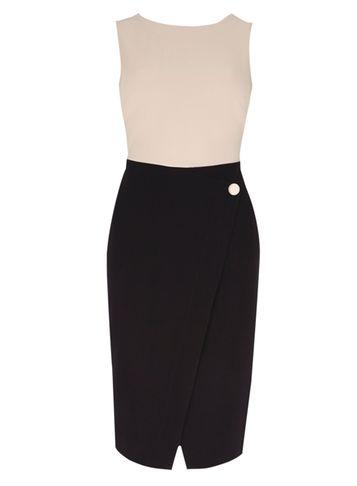 Dorothy Perkins *closet Contrast Wrap Button Dress