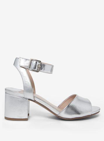Dorothy Perkins Wide Fit Silver 'sabrina' Block Heel Sandals