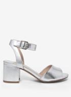 Dorothy Perkins Wide Fit Silver 'sabrina' Block Heel Sandals