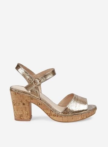 Dorothy Perkins Wide Fit Gold 'rhonda' Wedge Sandals