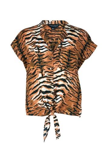 Dorothy Perkins Brown Tiger Print Tie Hem Shirt