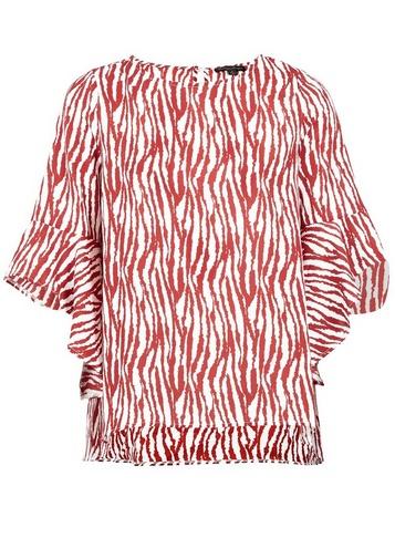 Dorothy Perkins *izabel London Red Zebra Print Ruffle Sleeve Top