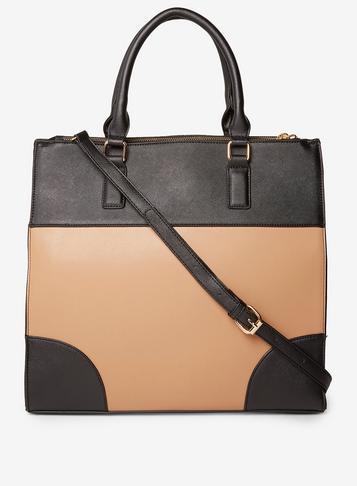 Dorothy Perkins Tan Double Zip Oversize Tote Bag