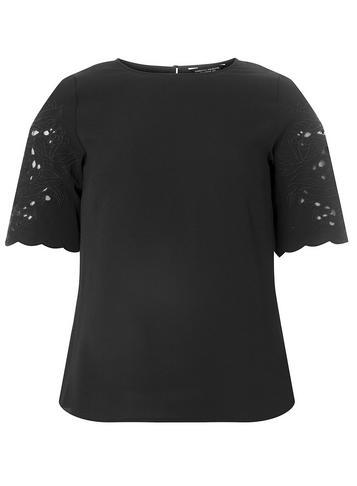 Dorothy Perkins Black Cutwork Short Sleeve Top