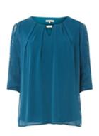 Dorothy Perkins Billie & Blossom Tall Teal Lace Trim Blouse