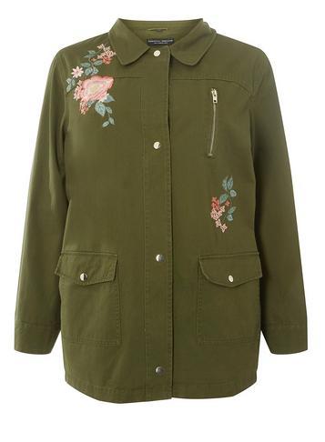 Dorothy Perkins *dp Curve Khaki Embroidered Shacket