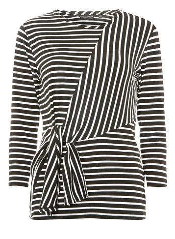 Dorothy Perkins Black Striped Tie Front Top