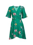 Dorothy Perkins *green Floral Print Wrap Dress