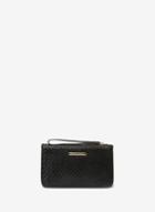 Dorothy Perkins Black Weave Zip Top Wristlet Clutch Bag