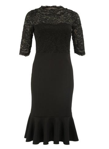 *feverfish Black Lace Fishtail Dress