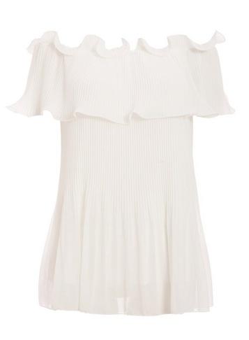 *quiz Cream Pleated Bardot Top