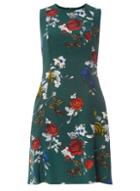 Dorothy Perkins Green Rose Print Fit And Flare Dress