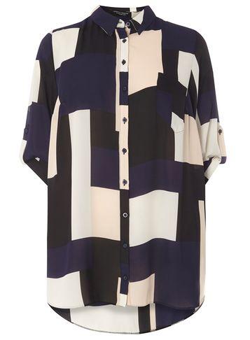 Dorothy Perkins Dp Curve Blue Square Longline Shirt