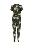 Dorothy Perkins *tall Green Tiger And Palm Print Jumpsuit