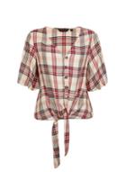 Dorothy Perkins Red Tie Front Check Top